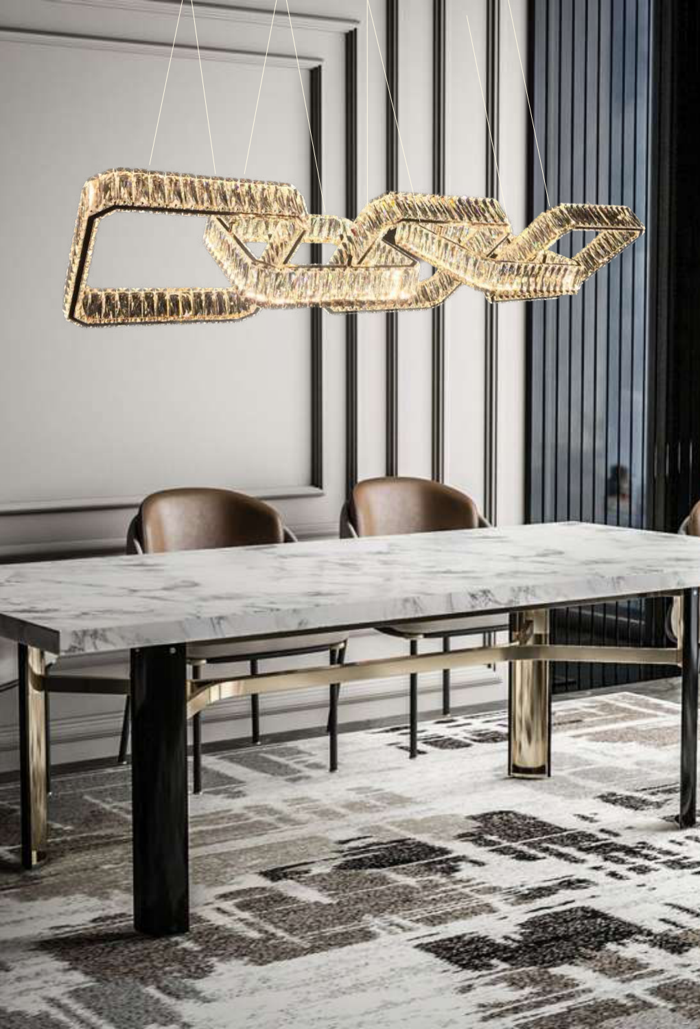 Light House Metal + Crystal Material Gold Finished Chandelier