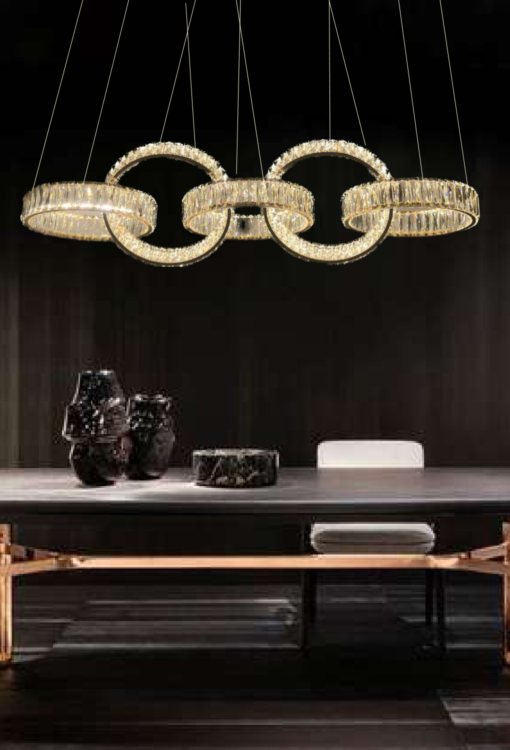 Light House Metal + Crystal Material Gold Finished Chandelier