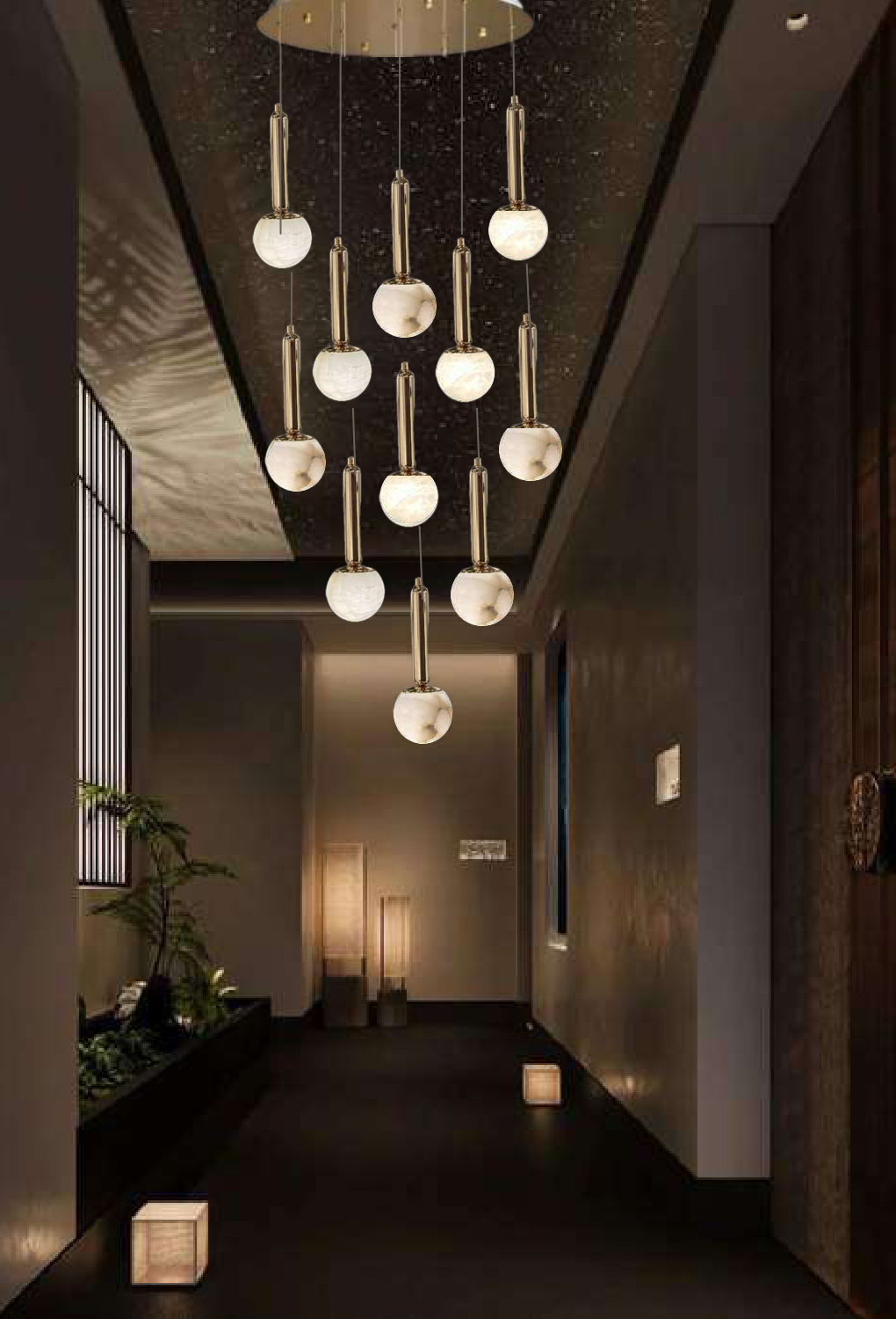 Light House Metal+ Marble Material Brass Finished Roof Light