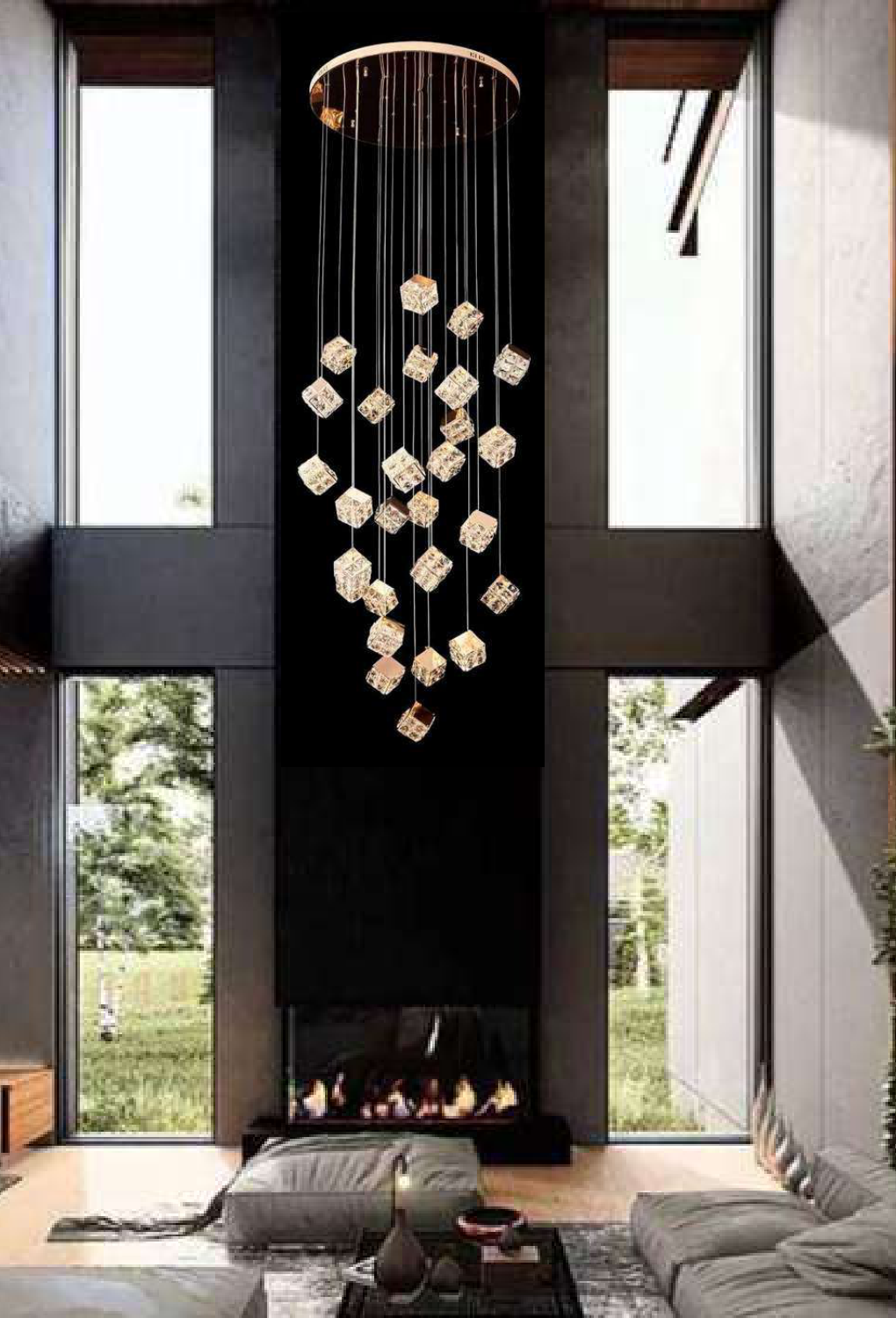 Light House Stainless Steel+Crystal Material Ti Gold Finished Roof Light