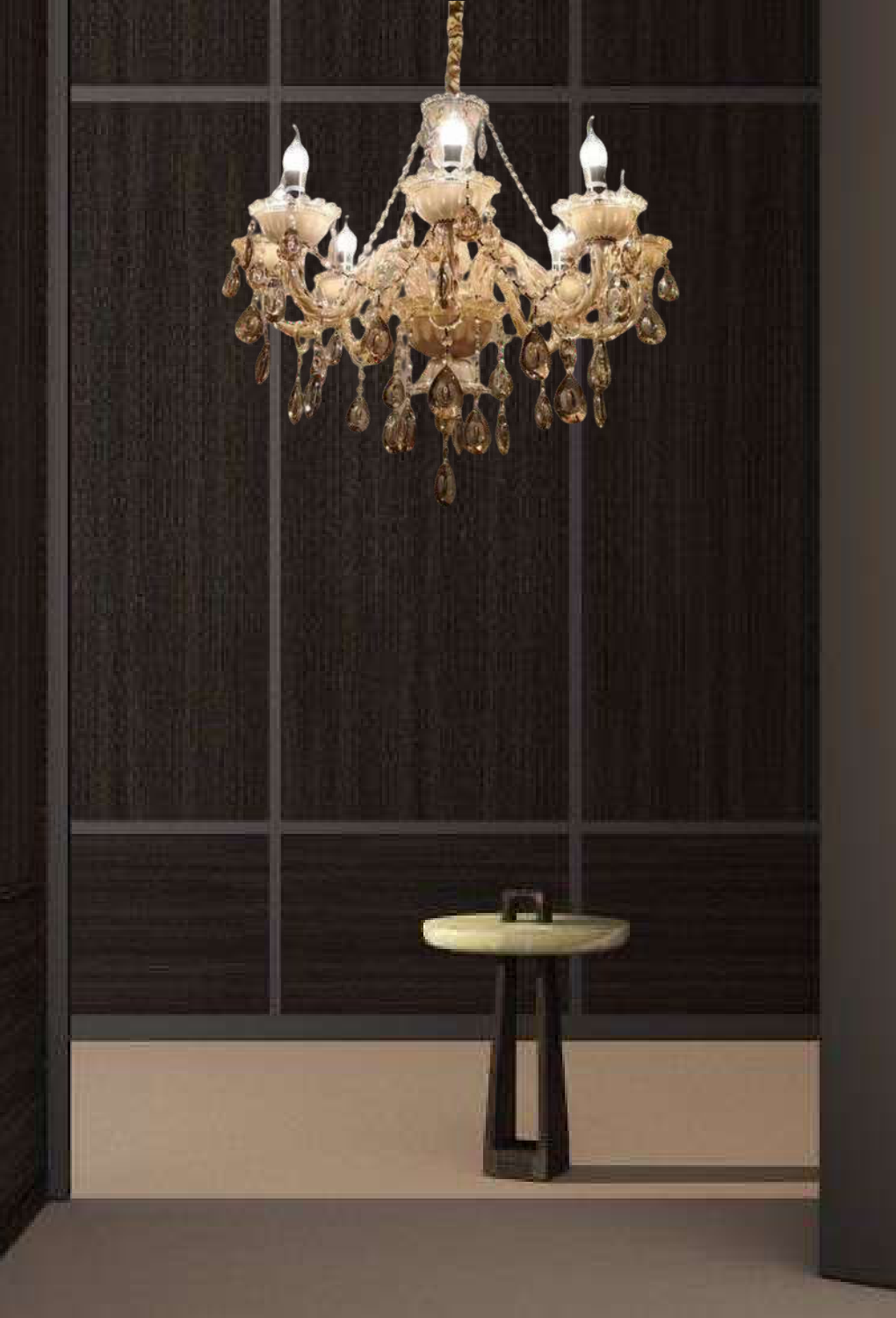 Light House Metal +Glass Material Amber Finished Chandelier