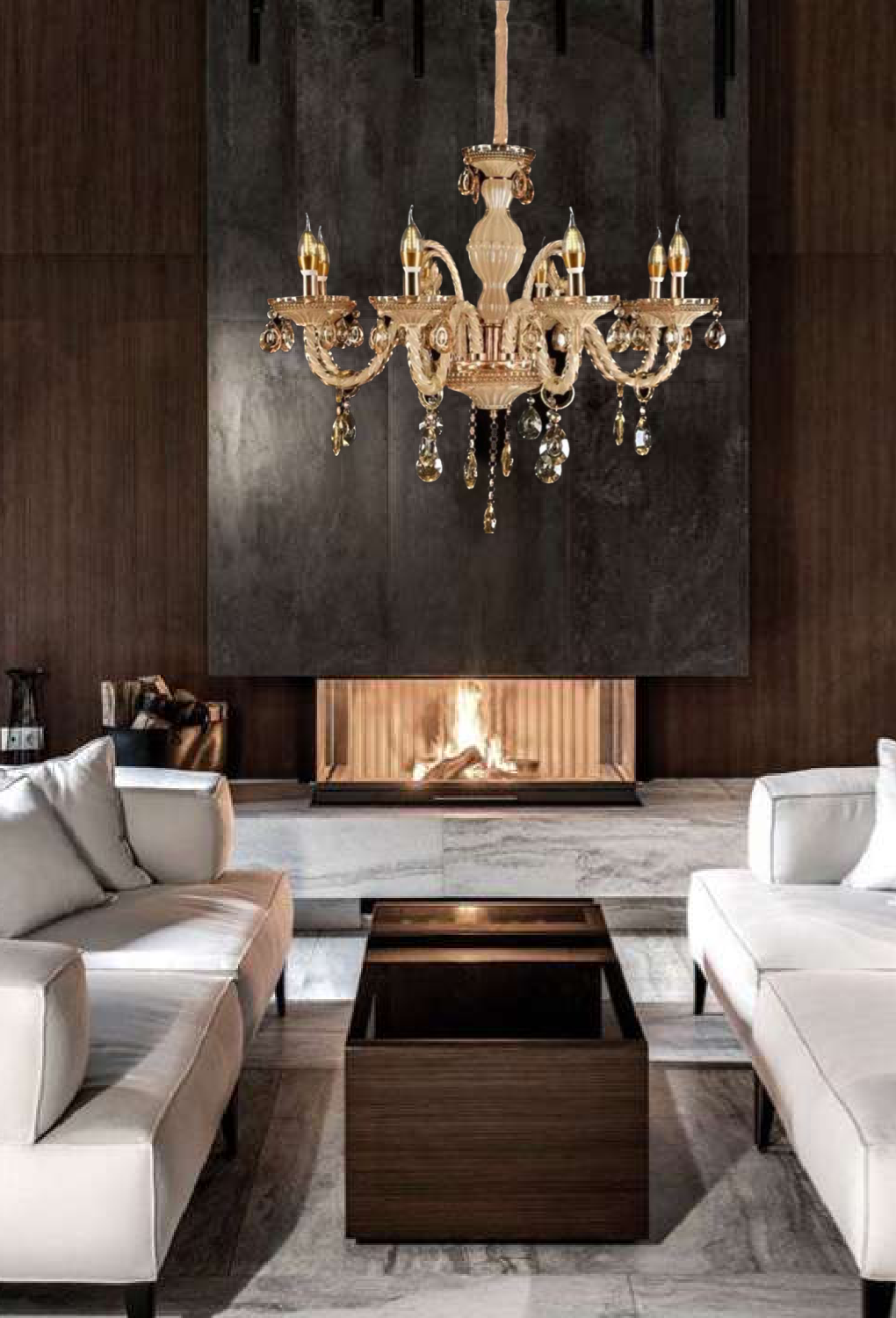 Light House Metal +Glass Material Amber Finished Chandelier