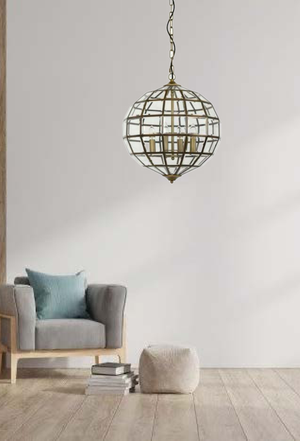 Light House Metal +Glass Material Brass Finished Chandelier