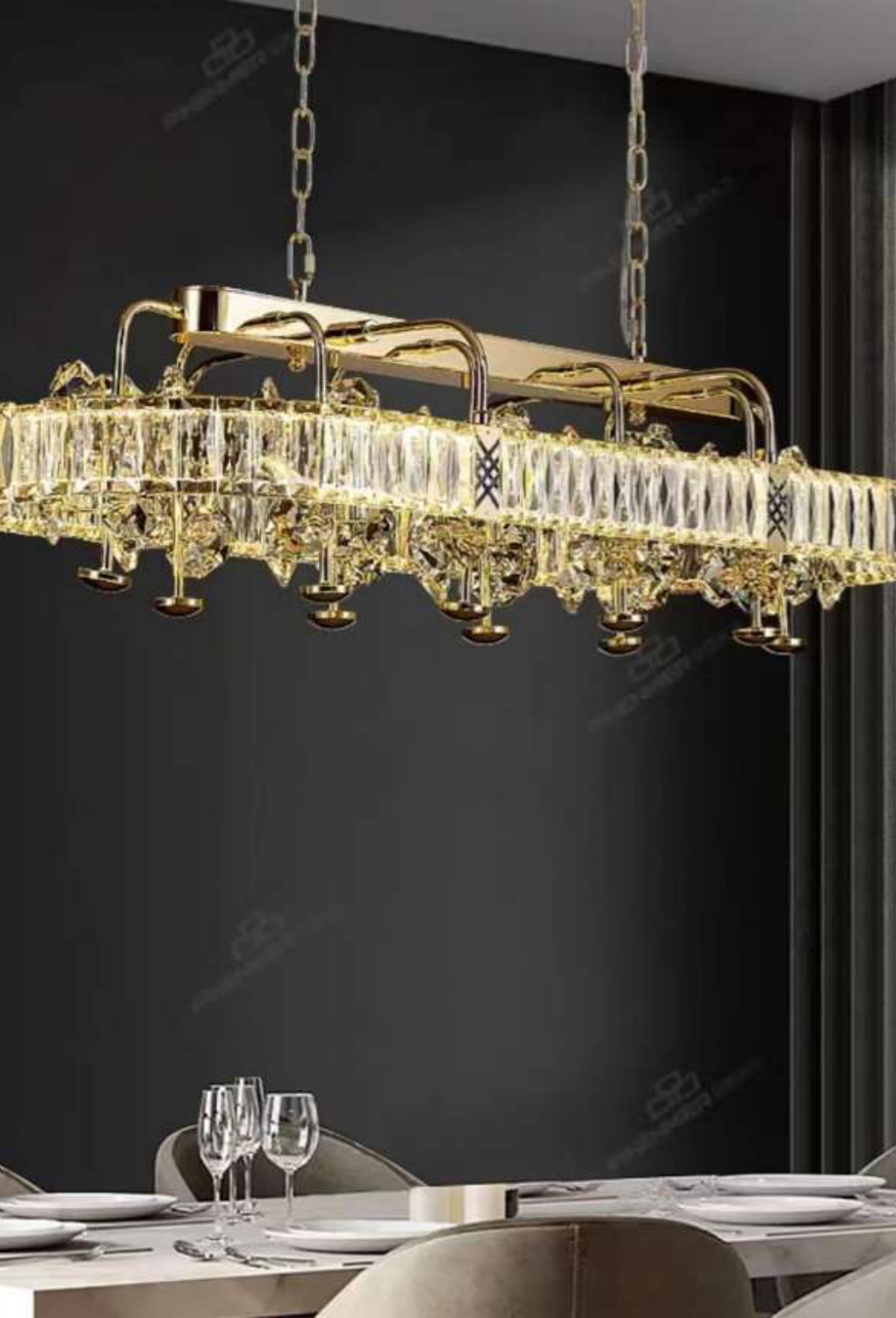 Light House Metal+ Crystal Material Gold Finished Chandelier