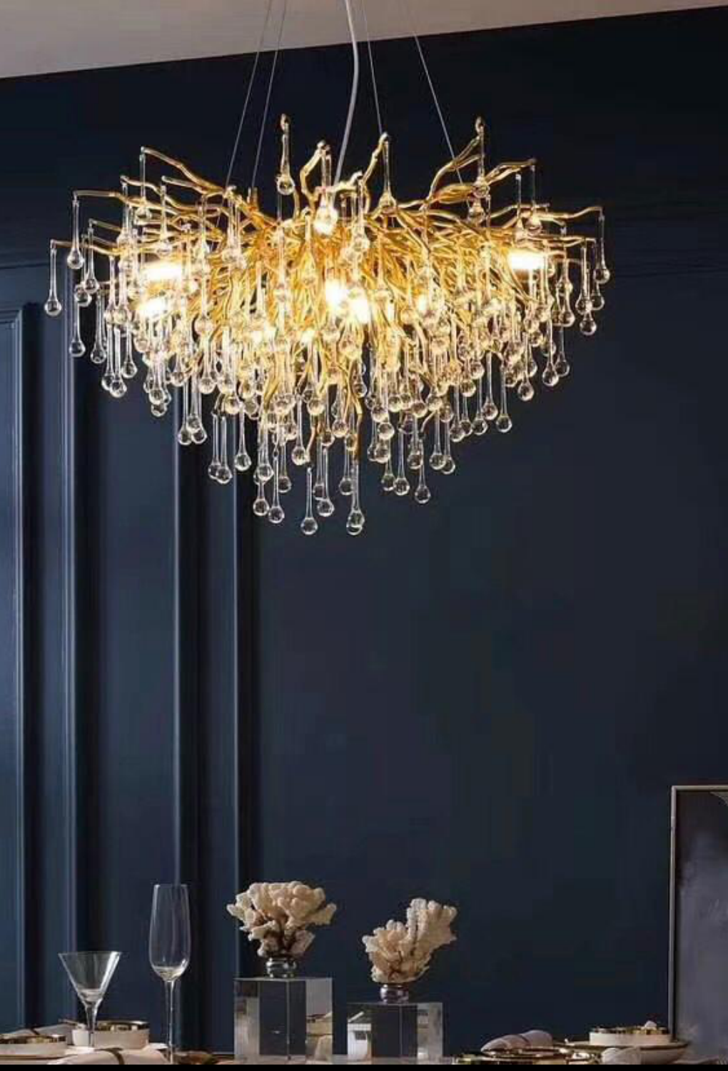 Light House Metal+Crystal Glass Material Gold Finished Chandelier