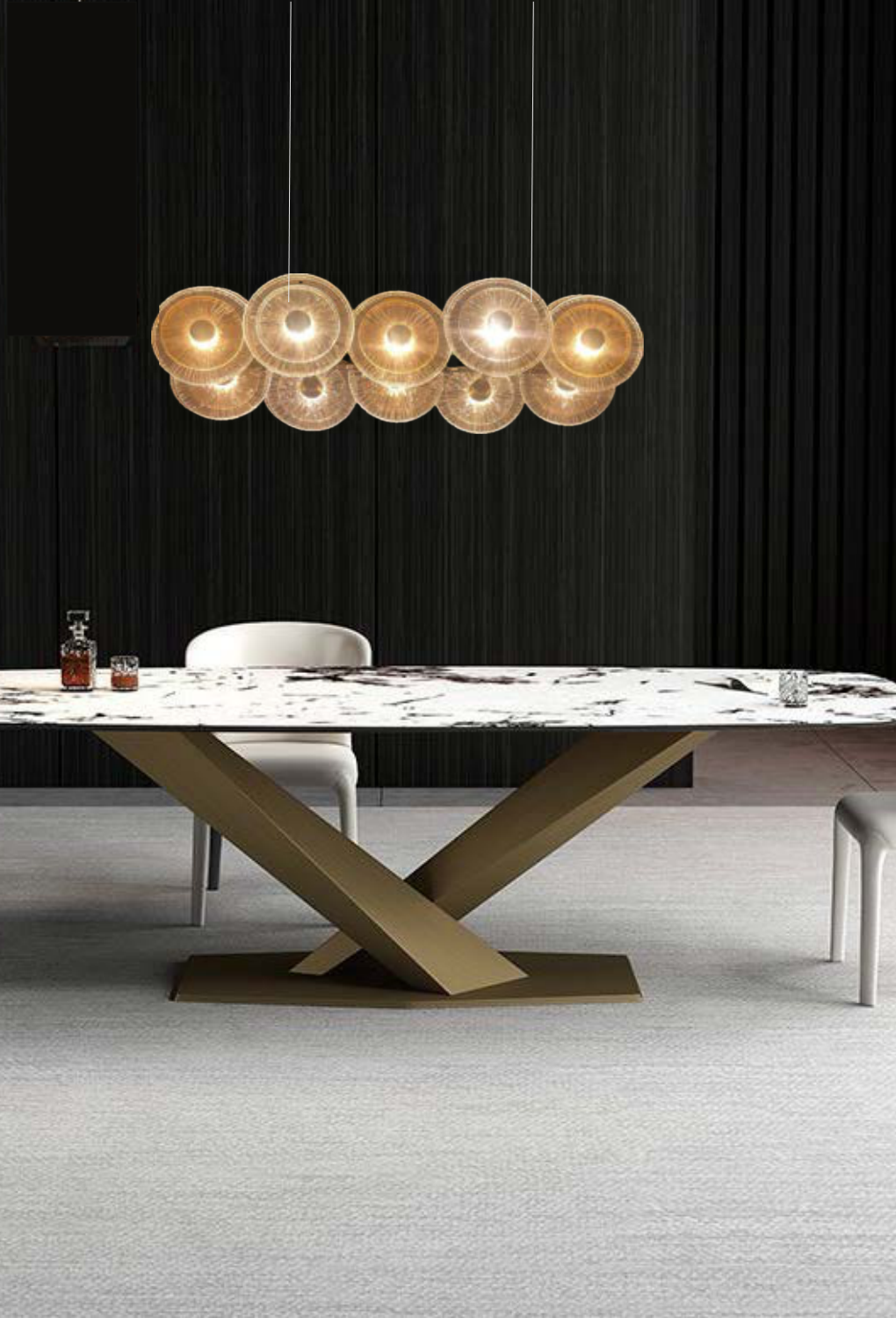 Light House Metal+Crystal Material Brass Finished Chandelier