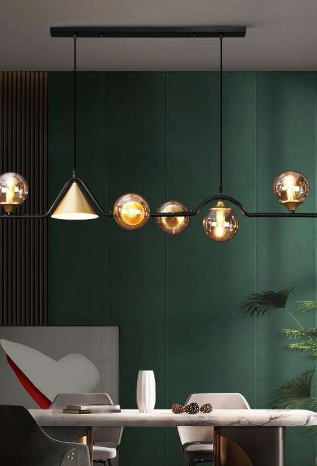 Light House Metal Material Brass + Black Finished Chandelier