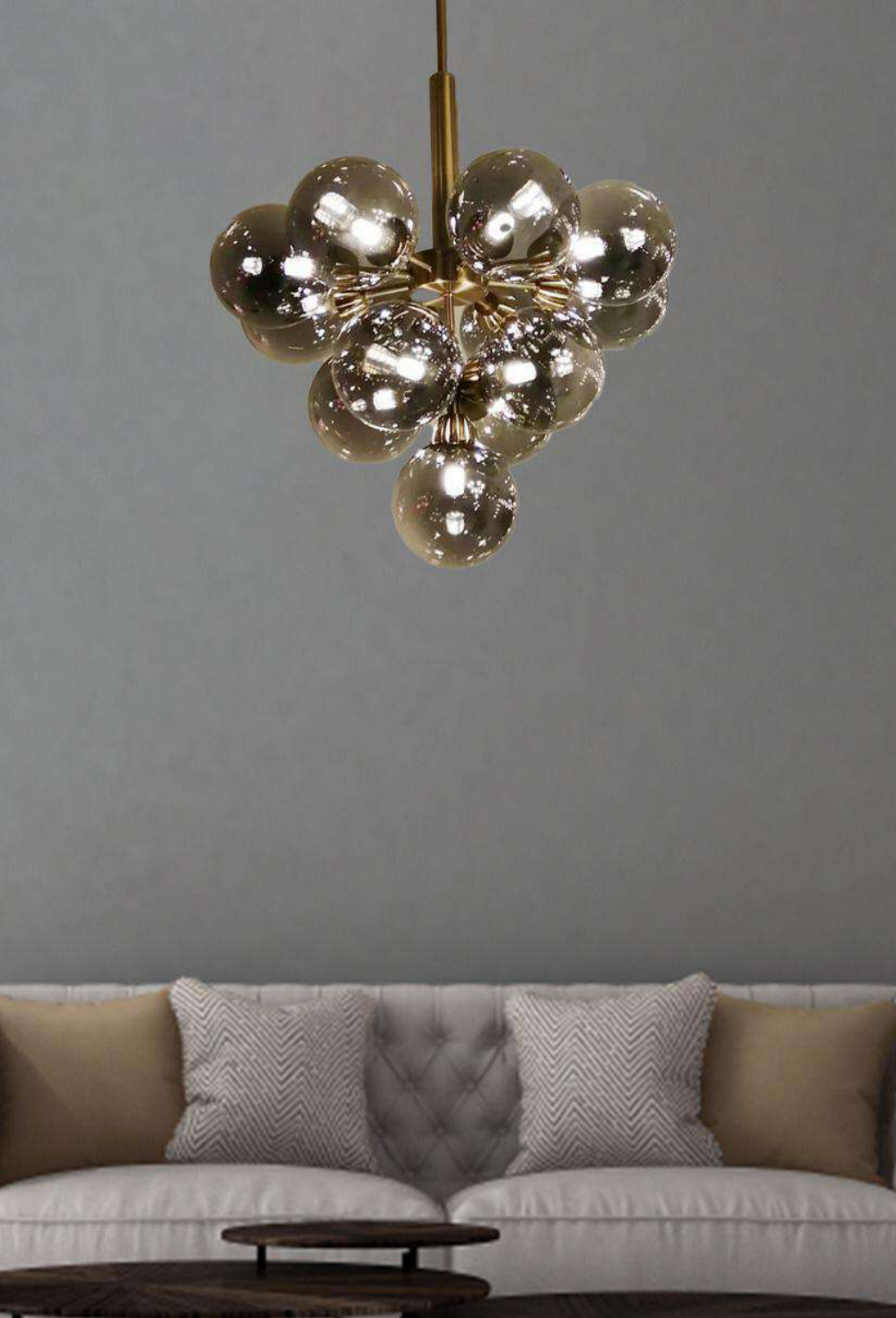 Light House Metal Material Brass +Smoke Grey Finished Chandelier