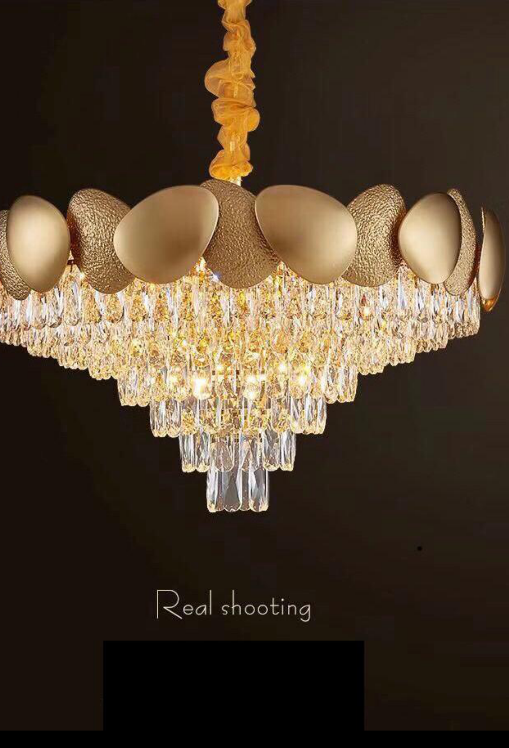 Light House Metal+Crystal Material Brass Finished Chandelier