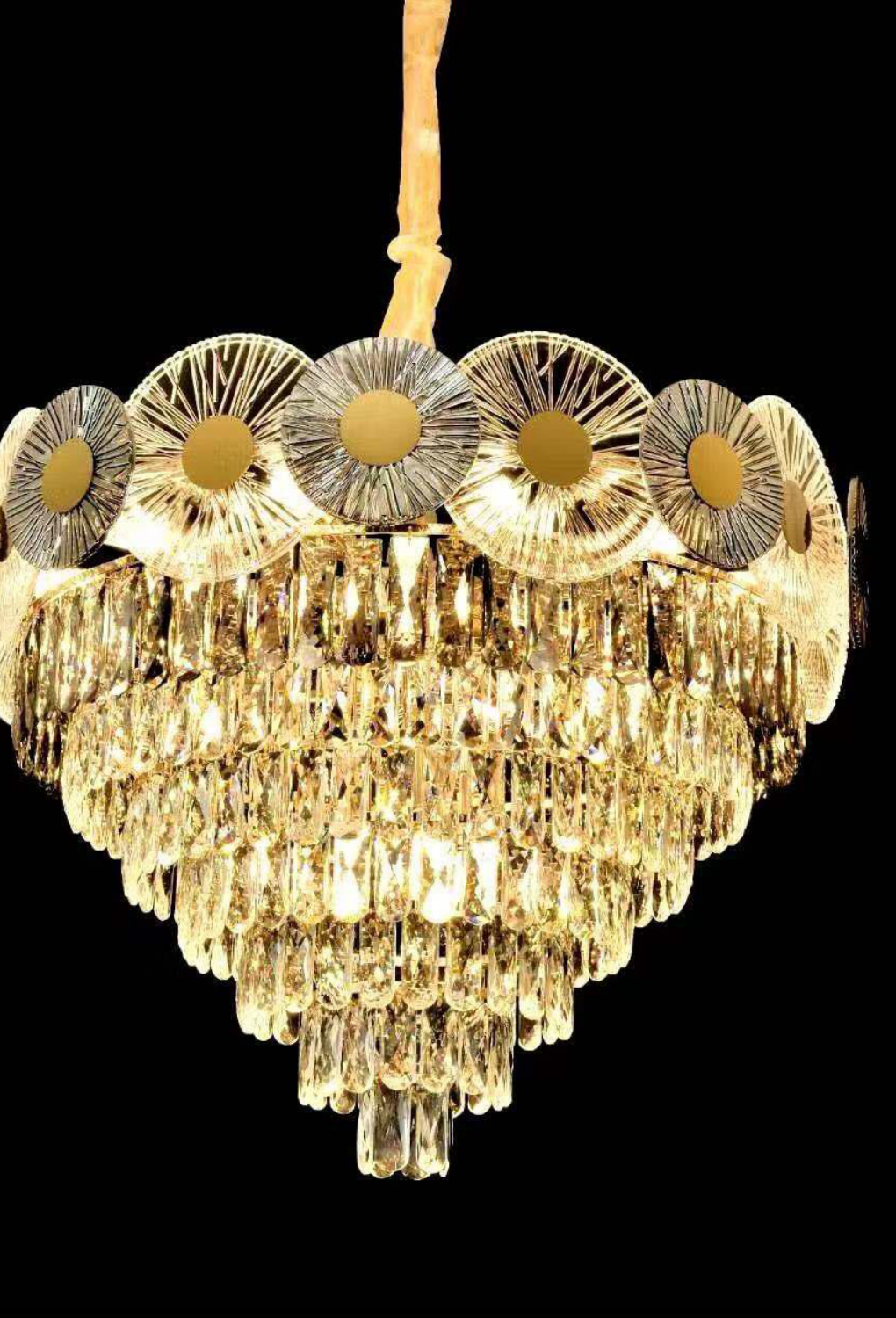 Light House Metal+Crystal Glass Material Gold Finished Chandelier