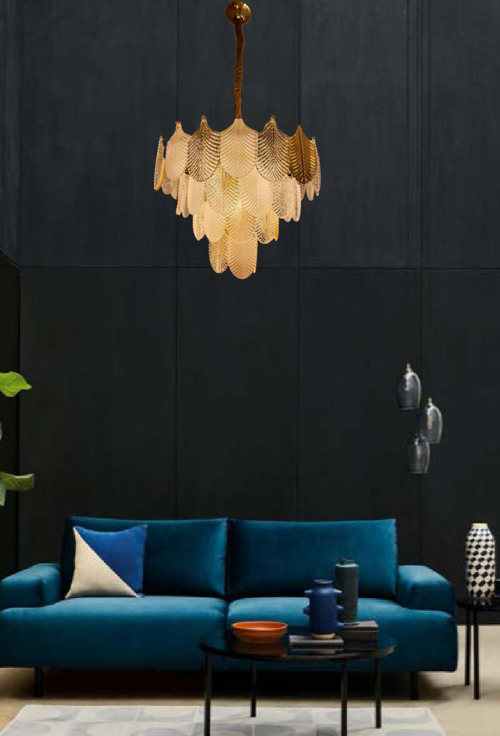 Light House Metal+Glass Material Gold Finished Chandelier