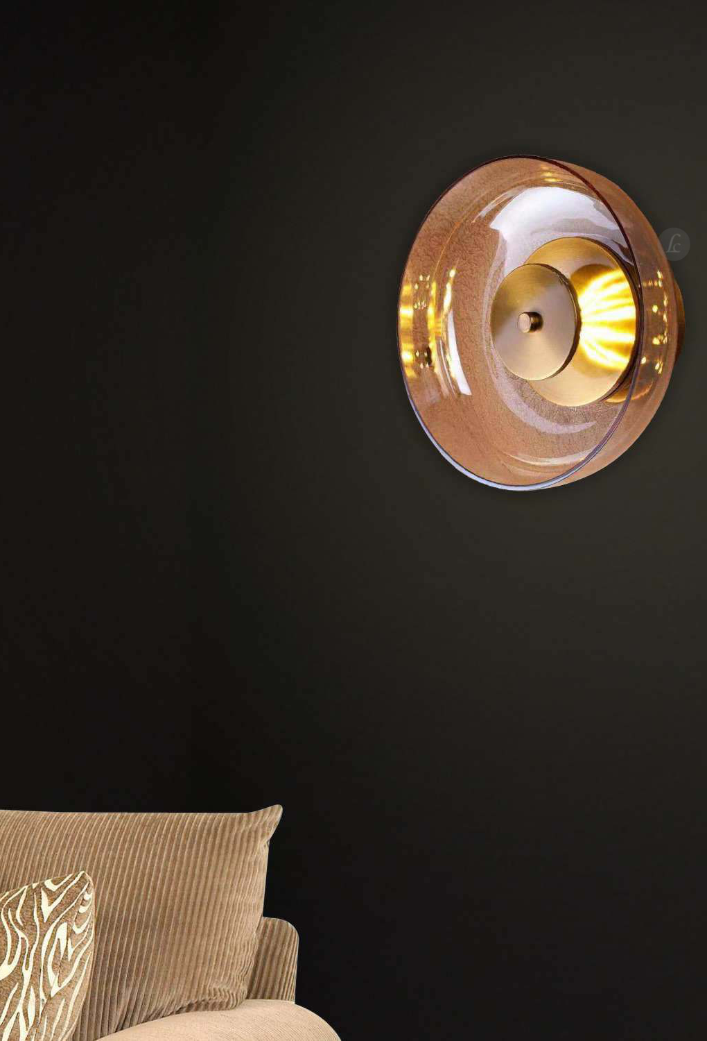 Light House Metal + Glass Material Brass. + Amber Finished Wall Light