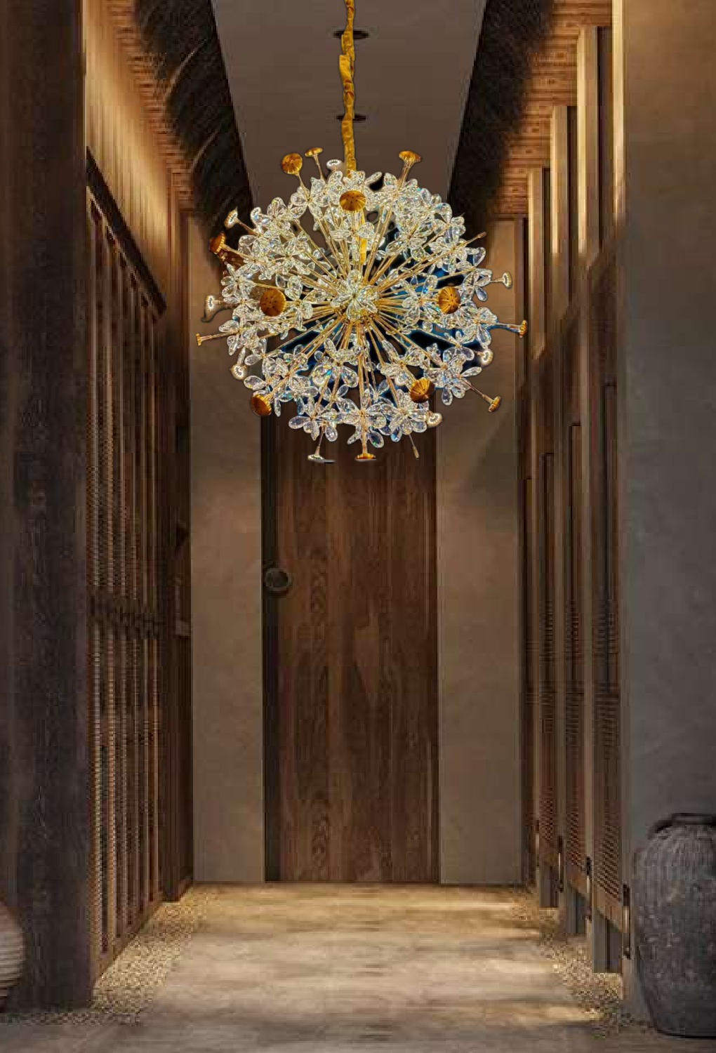 Light House Metal+ Crystal Material Gold Finished Roof Light