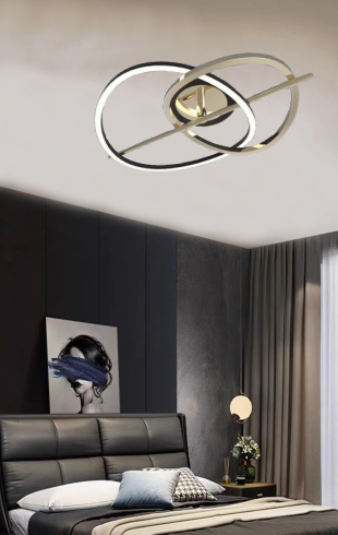 Home Light Metal + Acrylic Material Black + Gold Finished Pendent Light