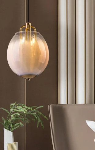 Home Light Iron + Glass Material Milky Glass Finished Hanging Light