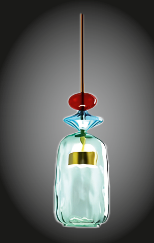 Home Light Iron + Glass Material Blue Finished Hanging Light