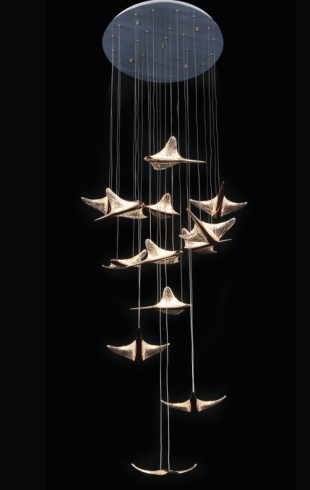 Home Light Aluminum + Acrylic Material Gold Finished Roof Light