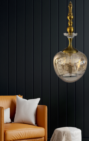 Home Light Metal + Glass Material Amber Glass Finished Hanging Light