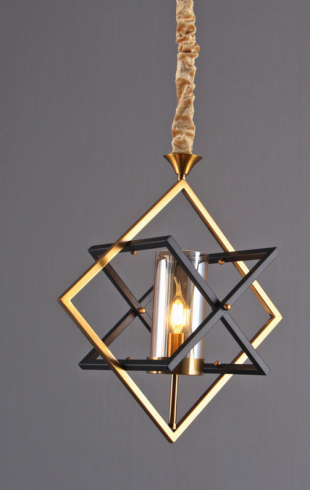Home Light Metal + Glass Material Gab+Black Finished Hanging Light