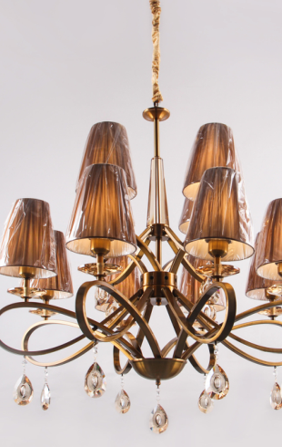 Home Light Metal + Cloth Shade + Crystal Material Gab Finished Pendent Light