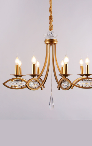 Home Light Metal + Crystal Material Pgd Finished Pendent Light