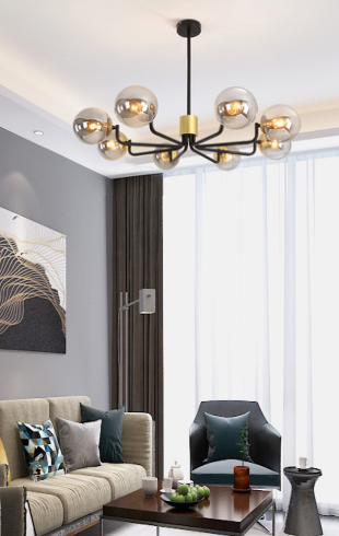 Home Light Metal + Glass Material Black Finished Pendent Light