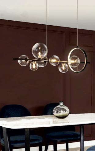 Home Light Metal + Glass Material Black Finished Pendent Light