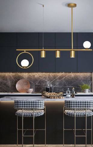 Home Light Metal + Glass Material Gold Finished Pendent Light