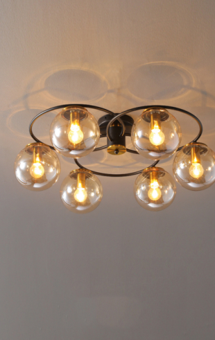 Home Light Metal + Glass Material Copper Finished Pendent Light