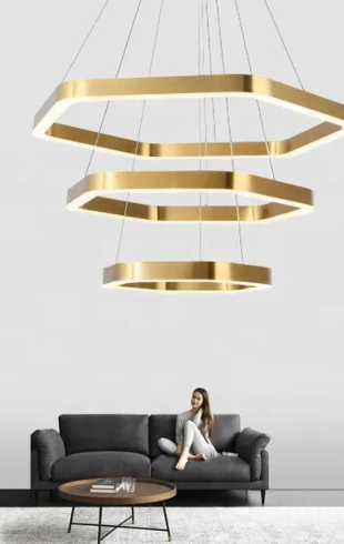 Home Light Aluminum + Acrylic Material Gold Finished Pendent Light