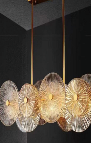 Home Light Metal + Glass Material Gold Finished Pendent Light