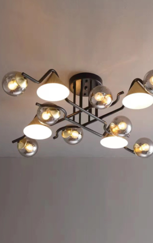 Home Light Metal + Glass Material Gold + Black Finished Pendent Light