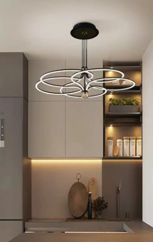 Home Light Aluminum + Silica Material Black Finished Pendent Light