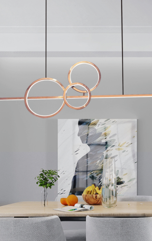 Home Light Stainless Steel + Silica Material Rose Gold Finished Pendent Light
