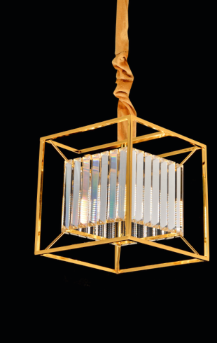 Home Light Metal + Crystal Material Gold Finished Pendent Light