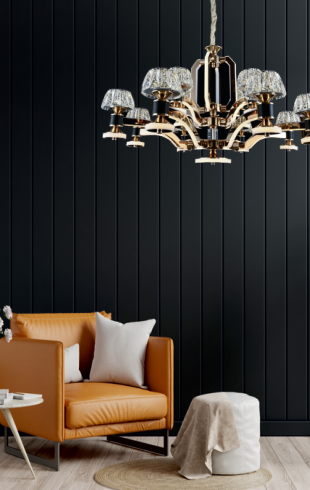 Home Light Metal + Crystal + Acrylic Material Rose Gold Finished Pendent Light