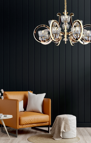 Home Light Metal + Crystal + Acrylic Material Rose Gold Finished Pendent Light