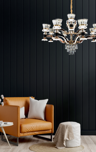 Home Light Metal + Crystal + Acrylic Material Rose Gold Finished Pendent Light