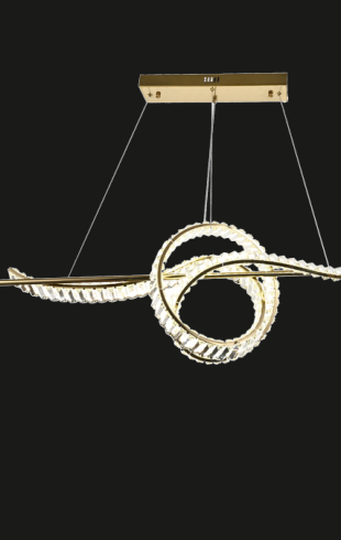 Home Light Metal + Crystal Material Gold Finished Pendent Light