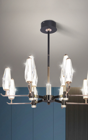 Home Light Iron + Acrylic Material Black + Gold Finished Pendent Light