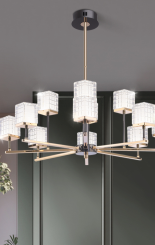 Home Light Iron + Acrylic Material Black + Gold Finished Pendent Light