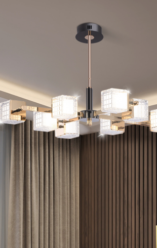 Home Light Iron + Acrylic Material Black + Gold Finished Pendent Light