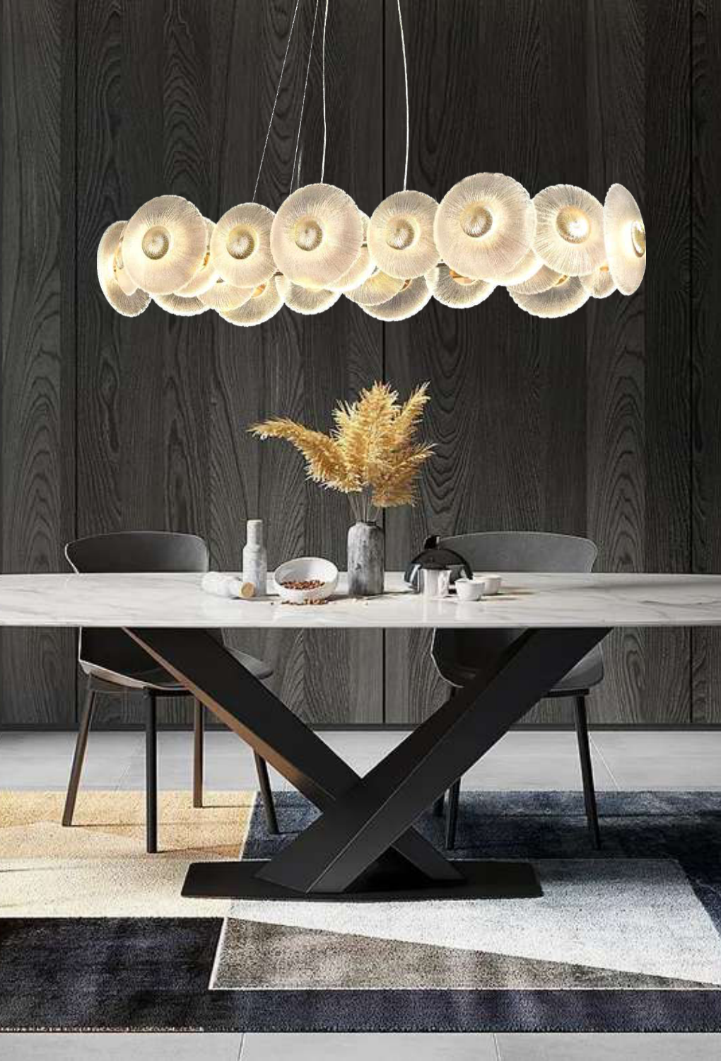 Light House Metal+ Glass Material Brass Finished Chandelier