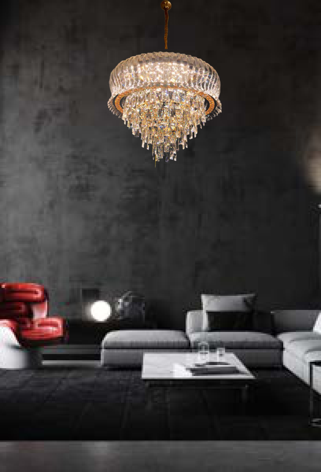 Light House Metal+Crystal Material Gold Finished Chandelier