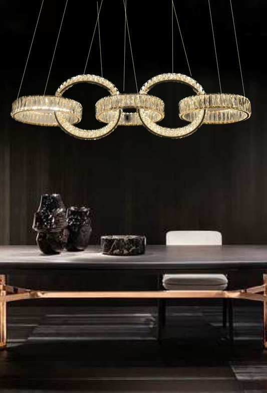 Light House Metal + Crystal Material Gold Finished Chandelier