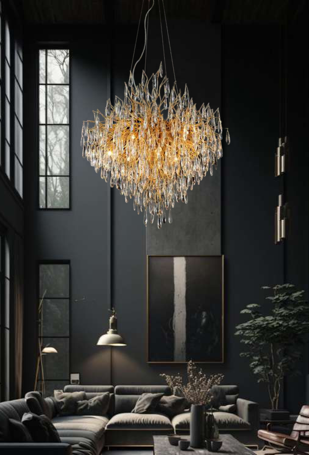 Light House Metal +Crystal (K9) Material Rustic Gold Finished Chandelier