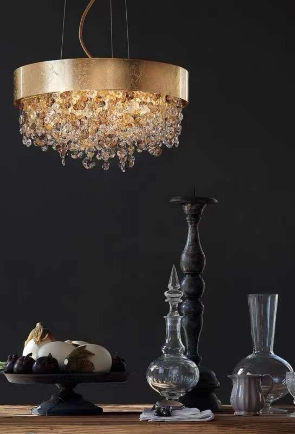 Light House Metal + Crystal Material Gold Foil + Clear +Amb Finished Chandelier