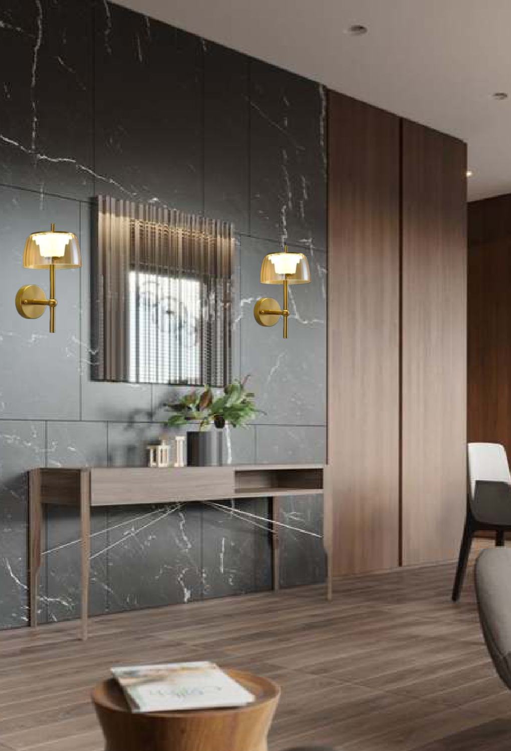 Light House Metal +Glass Material Brass+Amber Finished Wall Light