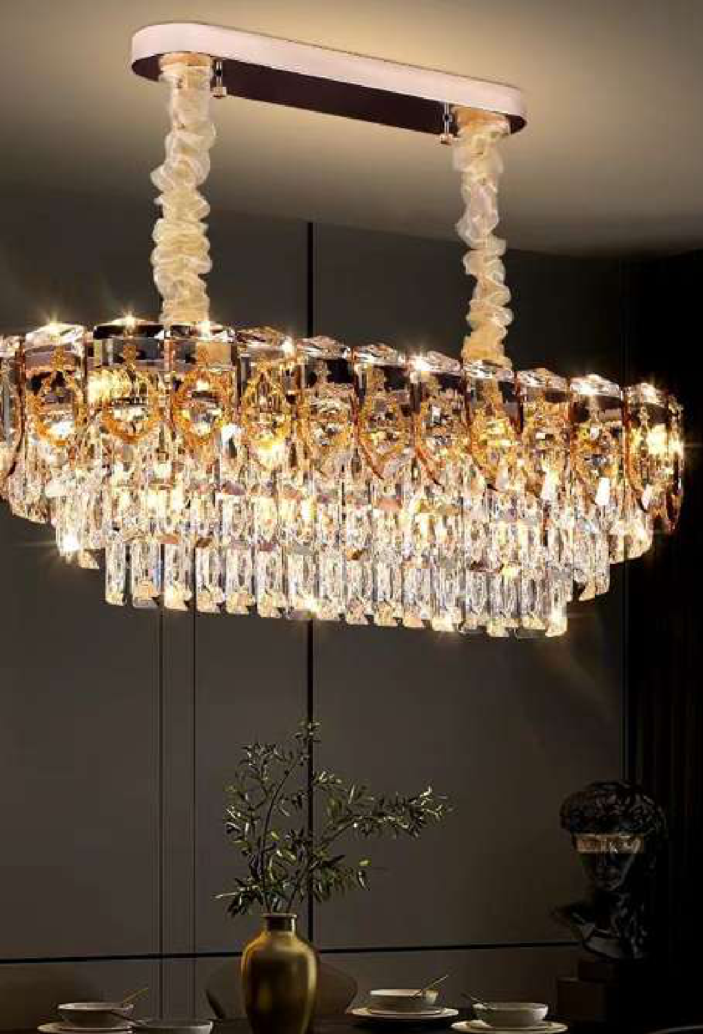 Light House Metal+ Crystal Material Gold Finished Chandelier