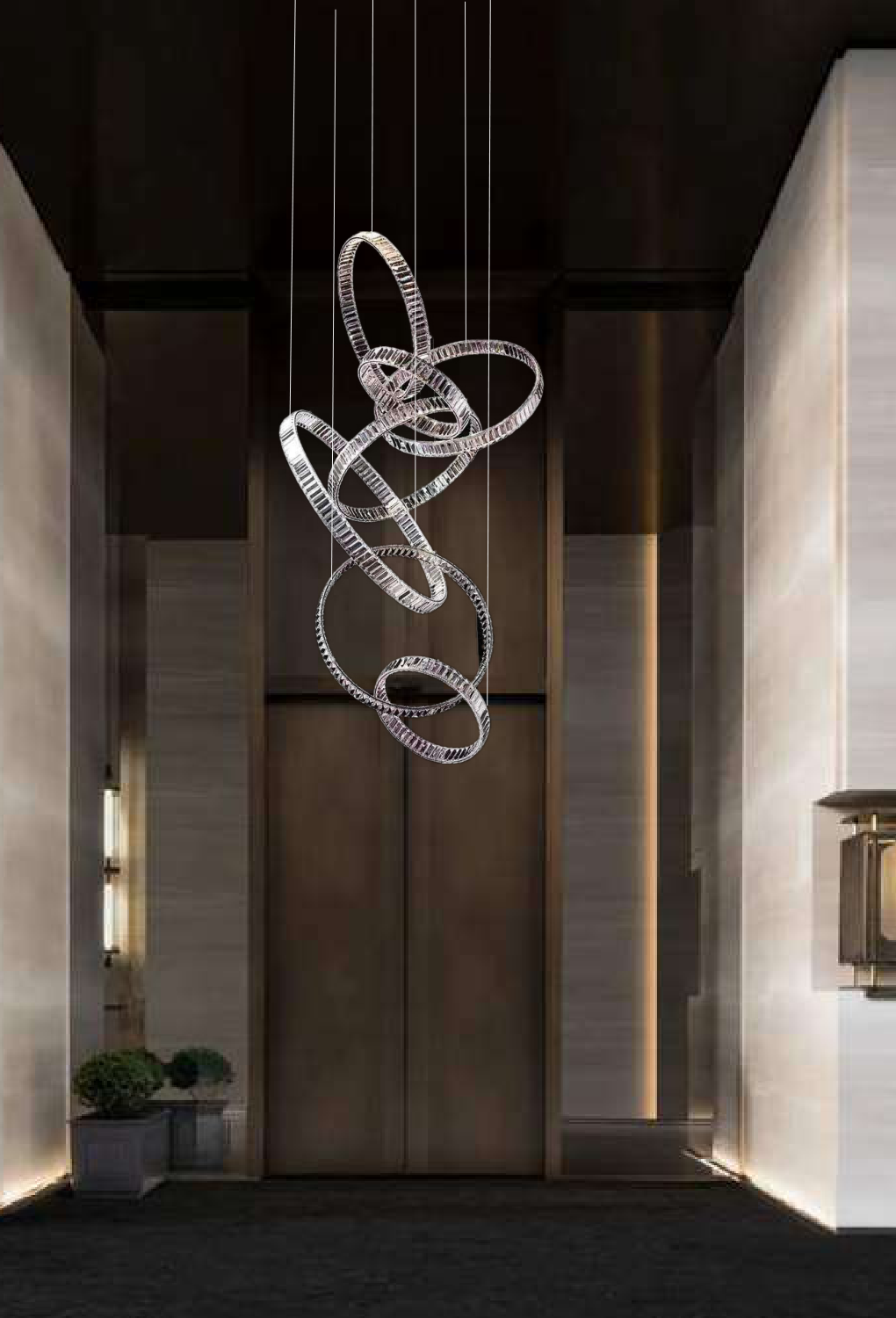 Light House Metal+ Crystal Material Gold Finished Roof Light